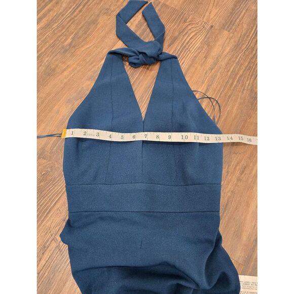 Dress the Population Camden Halter Maxi Gown Peacock Blue Size XXS NWOT - Picture 11 of 13